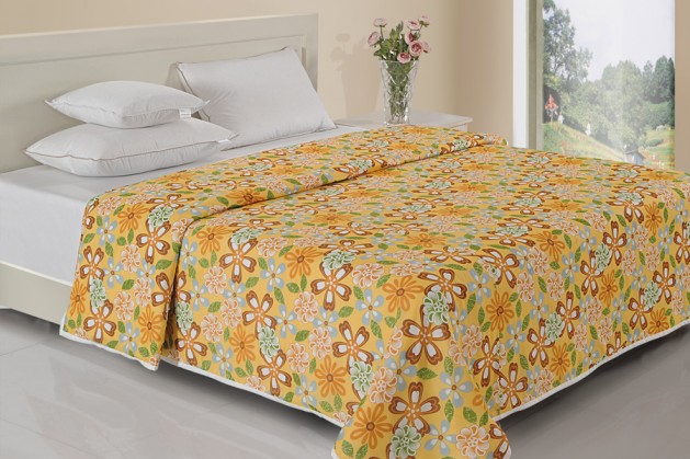 BROWN & YELLOW FLORAL PRINT DOHAR