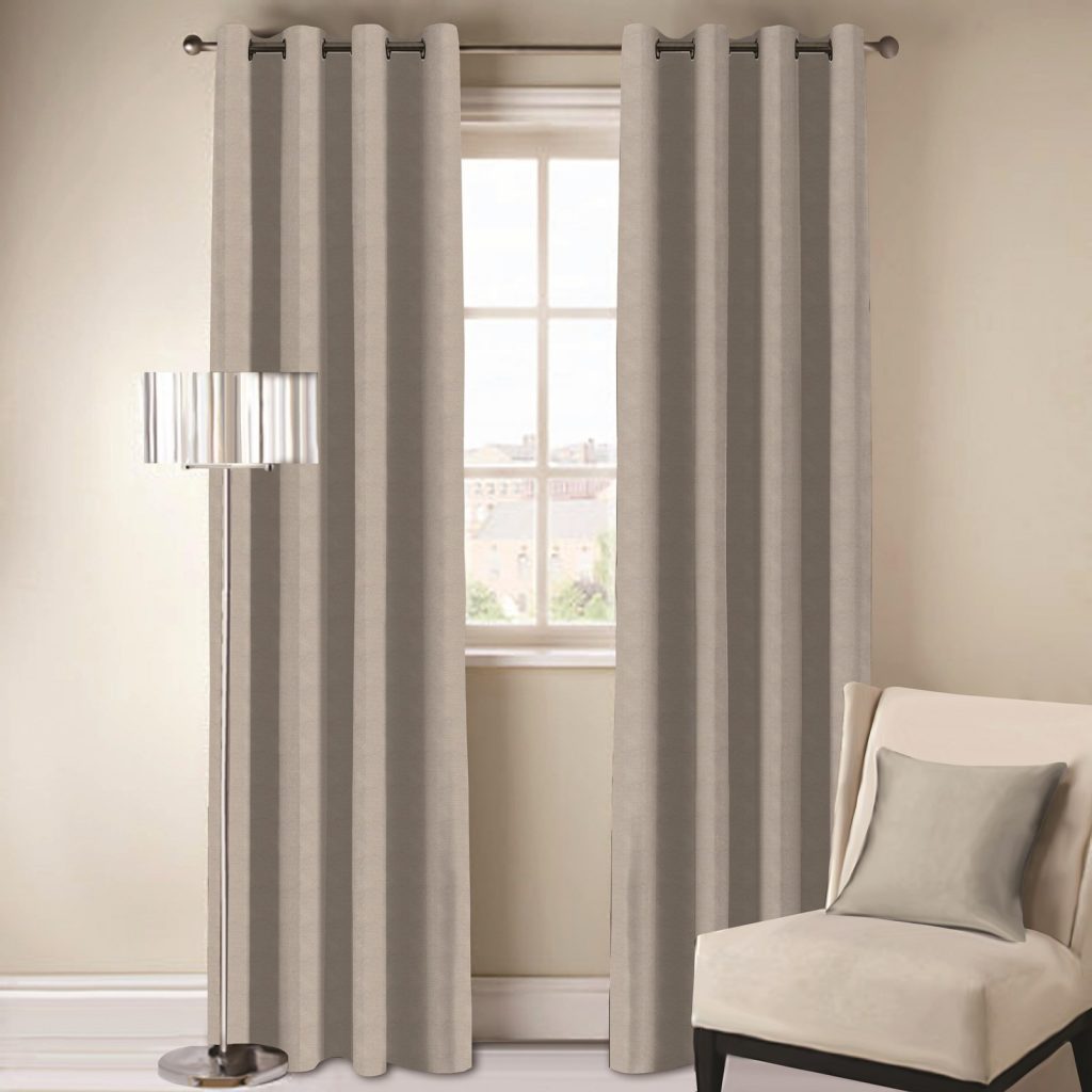 HELENA PLAIN RIB GREY EYELET CURTAIN