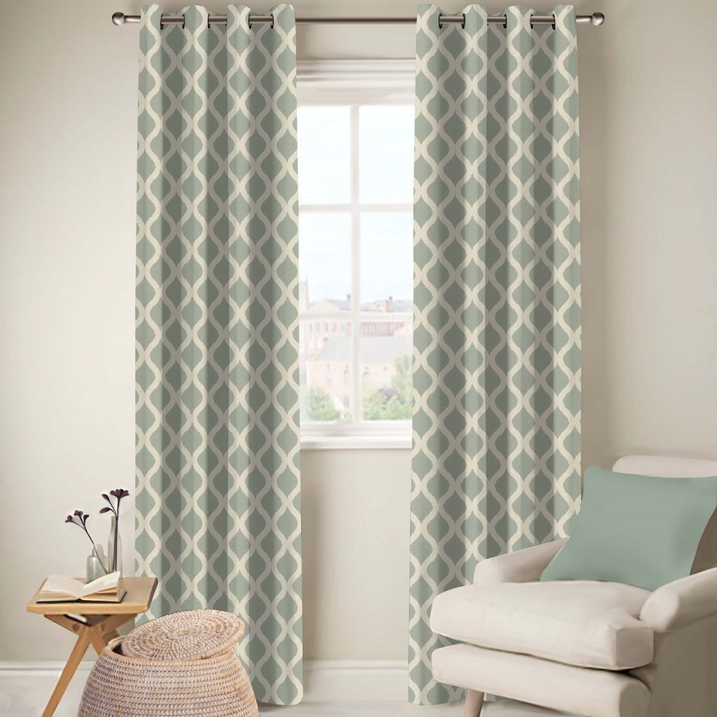 CURLICUED - SEA GREEN EMBROIDERED EYELET CURTAIN