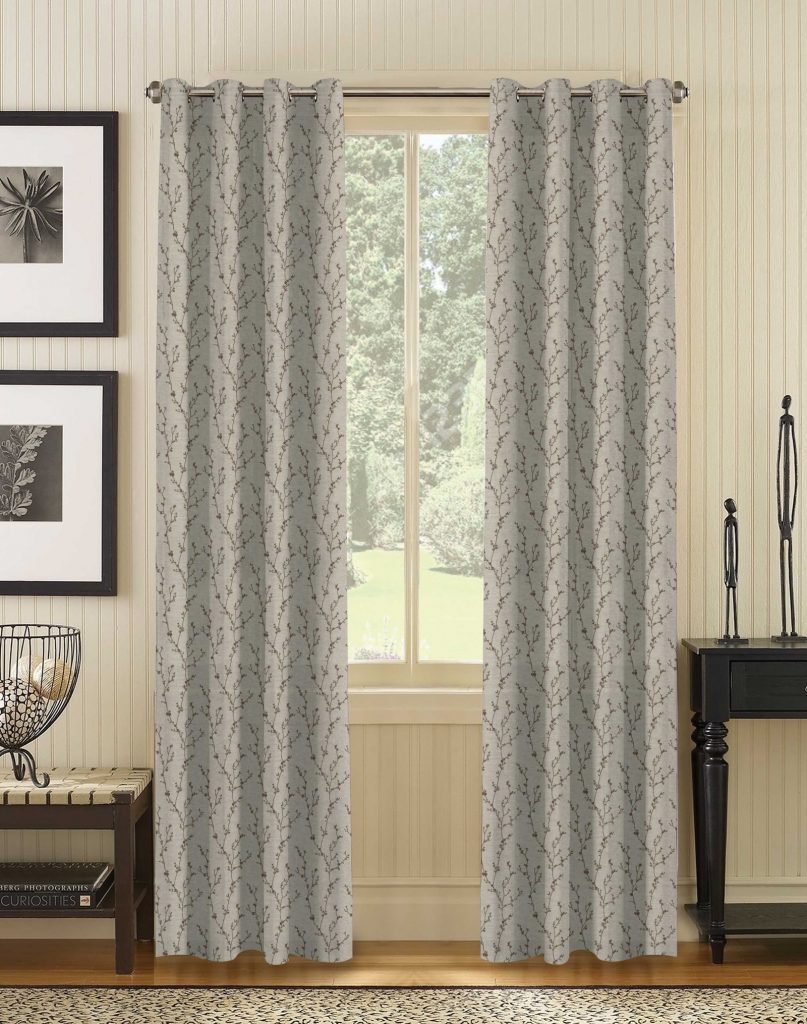 BROWN CREEPER - WALNUT EMBROIDERED EYELET CURTAIN